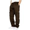 Men's Cargo Sweatpants Casual Fleece Joggers Loose Fit Open Bottom Athletic Pants for Men with Pockets Brown XXL view 1