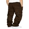 Men's Cargo Sweatpants Casual Fleece Joggers Loose Fit Open Bottom Athletic Pants for Men with Pockets Brown XXL view 2