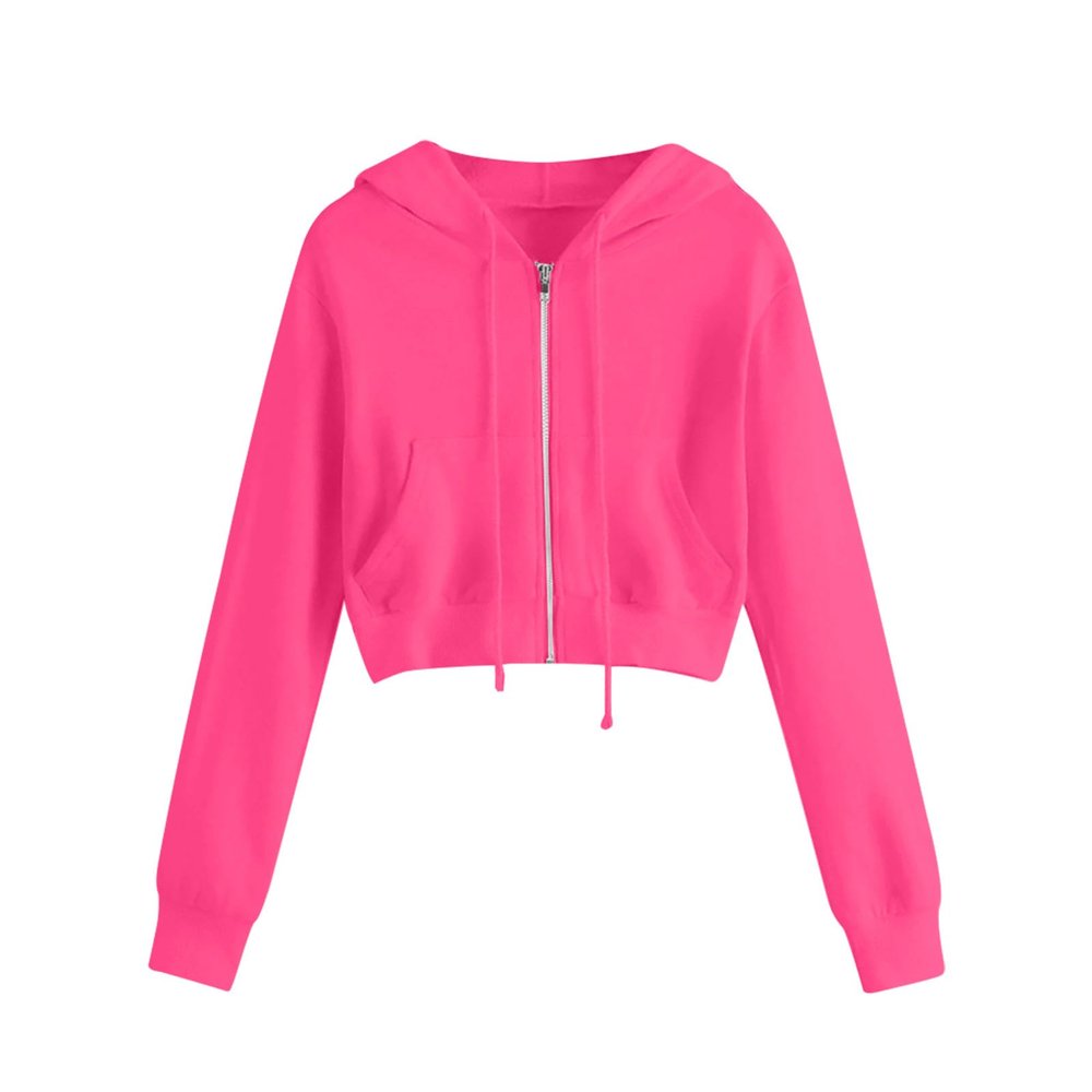 NineFit Basics Hoodies for Women White Cropped Zip Up Hoodie Trendy Teen Girls Crop Top Jackets Casual Cute Cropped Hooded Jacket, Large, A#01red