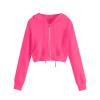 NineFit Basics Hoodies for Women White Cropped Zip Up Hoodie Trendy Teen Girls Crop Top Jackets Casual Cute Cropped Hooded Jacket, Large, A#01red view 1