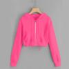 NineFit Basics Hoodies for Women White Cropped Zip Up Hoodie Trendy Teen Girls Crop Top Jackets Casual Cute Cropped Hooded Jacket, Large, A#01red view 2