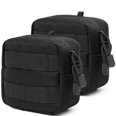 2 Pack Mini Tactical Molle Compact Ammo Pouch - General Purpose Admin Pouches Small Admin Molle Pouches EDC Tool GP Pouch Bag Horizontal Utility Multi-Purpose Waist Belt Bag(Black)