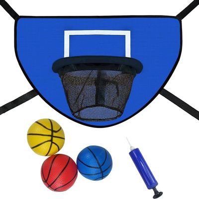 LEADWIN Trampoline Basketball Hoop with Pump and Mini Ball, Waterproof, Soft Materials, Easy to Assemble, Sturdy for Dunk Fit, All Ages, Blue