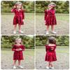 Arshiner Girls Long Sleeve Dress Velvet Crew Neck Bow Back Holiday Party Dresses with Pockets Burgundy(Galaxy Print) Tween 10-11 Y view 2