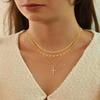 ASCOMY Layered Necklaces for Women Gold Necklace 14K Gold Plated Pendant Necklace Layered Mariner Choker Flat Paperclip CZ Cross Necklace Gold Layered Necklaces Set Simple Necklaces for Women view 2