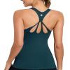 RUNNING GIRL Workout Tank Tops with Built in Bras for Women,Compression Shirt Strappy Back Athletic Yoga Tops(BX2356 Dark Green.M) view 1
