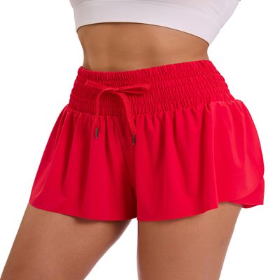 Women Flowy Athletic Shorts High Waisted Gym Yoga Workout Running Tennis Skort with Pockets Cute Summer Clothes XL Red