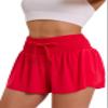 Women Flowy Athletic Shorts High Waisted Gym Yoga Workout Running Tennis Skort with Pockets Cute Summer Clothes XL Red view 2