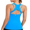 RUNNING GIRL Workout Tank Tops with Built in Bras for Women,Compression Shirt Strappy Back Athletic Yoga Tops (BX2696 Bright Blue.XL) view 1