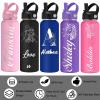 Akmxem Personalized Water Bottles for Kids Custom Water Bottle with Name Customized Insulated Stainless Steel Water Bottle Engraved Water Bottle with Straw Custom Gift for School Sports Outdoor, Red view 4