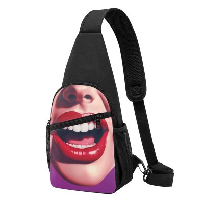 Crossbody Sling Backpack Sling Bag for Men Women Cross Chest Bag Shoulder Bag Comic Mouth Travel Hiking Daypack