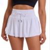 Gyozelem Women Flowy Athletic Shorts High Waisted Gym Yoga Workout Running Tennis Skort with Pockets Cute Summer Clothes XL White view 1