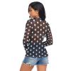 Aflyko Women Fun Shirt Polka Dot Summer Outfit Sexy See Through Beach Cover Upp Fitted Blouse Crop Tops Long Sleeve Party Wear, M view 3