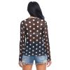 Aflyko Women Fun Shirt Polka Dot Summer Outfit Sexy See Through Beach Cover Upp Fitted Blouse Crop Tops Long Sleeve Party Wear, M view 4