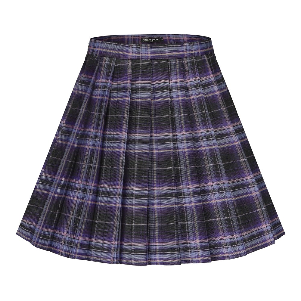 Urban CoCo Women's Uniforms Plaid Pleated Mini Skirt (#9, XL)