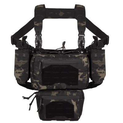 PIKEON Tactical Chest Mini Rig 1000D Quick Release Multifunctional Tactical Vest Outdoor with Multi-Pockets (BlackCP)