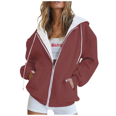 Plus Size Hoodies for Women,Zip Up Hoodie Women 2025 Fall Fashion Outfits Casual Jackets Winter Clothes Oversized Sweatshirt for WomensX-Large,Reds