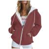 Plus Size Hoodies for Women,Zip Up Hoodie Women 2025 Fall Fashion Outfits Casual Jackets Winter Clothes Oversized Sweatshirt for WomensX-Large,Reds view 1