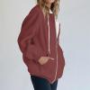 Plus Size Hoodies for Women,Zip Up Hoodie Women 2025 Fall Fashion Outfits Casual Jackets Winter Clothes Oversized Sweatshirt for WomensX-Large,Reds view 2