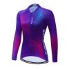 Women's Long Sleeve Cycling Jersey, Quick Dry Bike Top with Reflective Strip, Zipper and Pockets (US, Alpha, Small, Regular, Regular, HMXC019) view 1