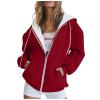 Basic Sweatshirts for Women,Zip Up Hoodie Women 2025 Fall Fashion Outfits Casual Jackets Winter Clothes Oversized Sweatshirt for WomensX-Large,Reds view 1