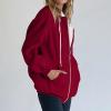 Basic Sweatshirts for Women,Zip Up Hoodie Women 2025 Fall Fashion Outfits Casual Jackets Winter Clothes Oversized Sweatshirt for WomensX-Large,Reds view 2