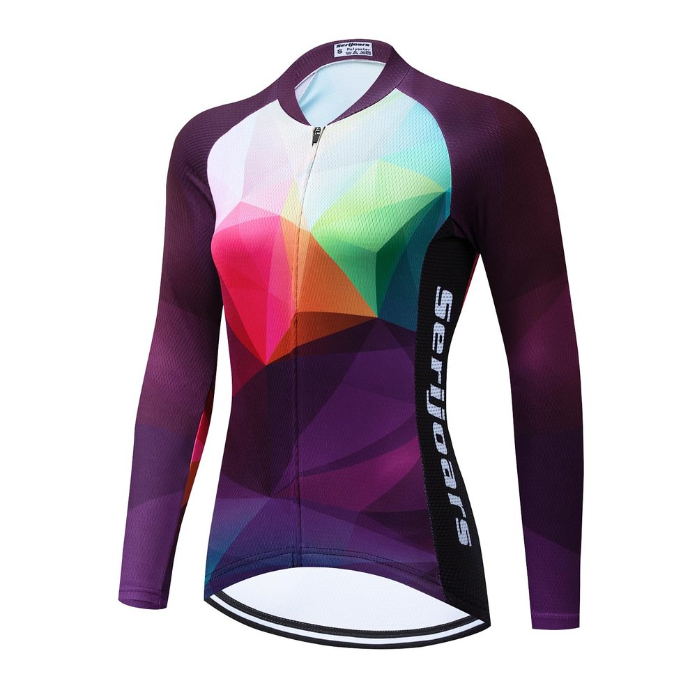 Women's Long Sleeve Cycling Jersey, Quick Dry Bike Top with Reflective Strip, Zipper and Pockets (US, Alpha, Large, Regular, Regular, HMXC017)