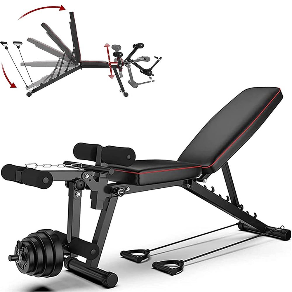 SLGGPJBU Weights Bench Folding,Dumbbell Stool,5 Adjustable Training Fitness Bench,Professional Sit-up Bench With Adjustable Backrest/Leg Fixation,Multi-Purpose Foldable For Home Gym