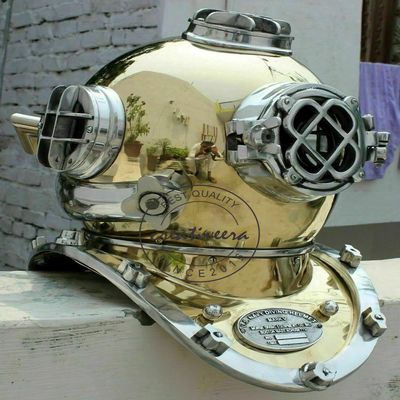 CREATIVEERA Brass Scuba Mark V US Navy Deep Sea Diving Divers Helmet 18 Inch, Large, Two Ton