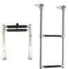 2 Step Swim Step Ladder, Folding Removable Telescopic Marine Drop Boat Ladder, Dock/Outboard/Fishing Boat/Bass Boat Ladder, Stainless Steel