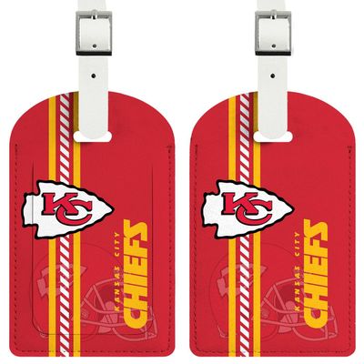 AYYQHC 2 Pack Leather Football Sport Fan Luggage Tag for SuitcaseRed Yellow Design Travel Suitcase Tag with Privacy Flap Address Labels