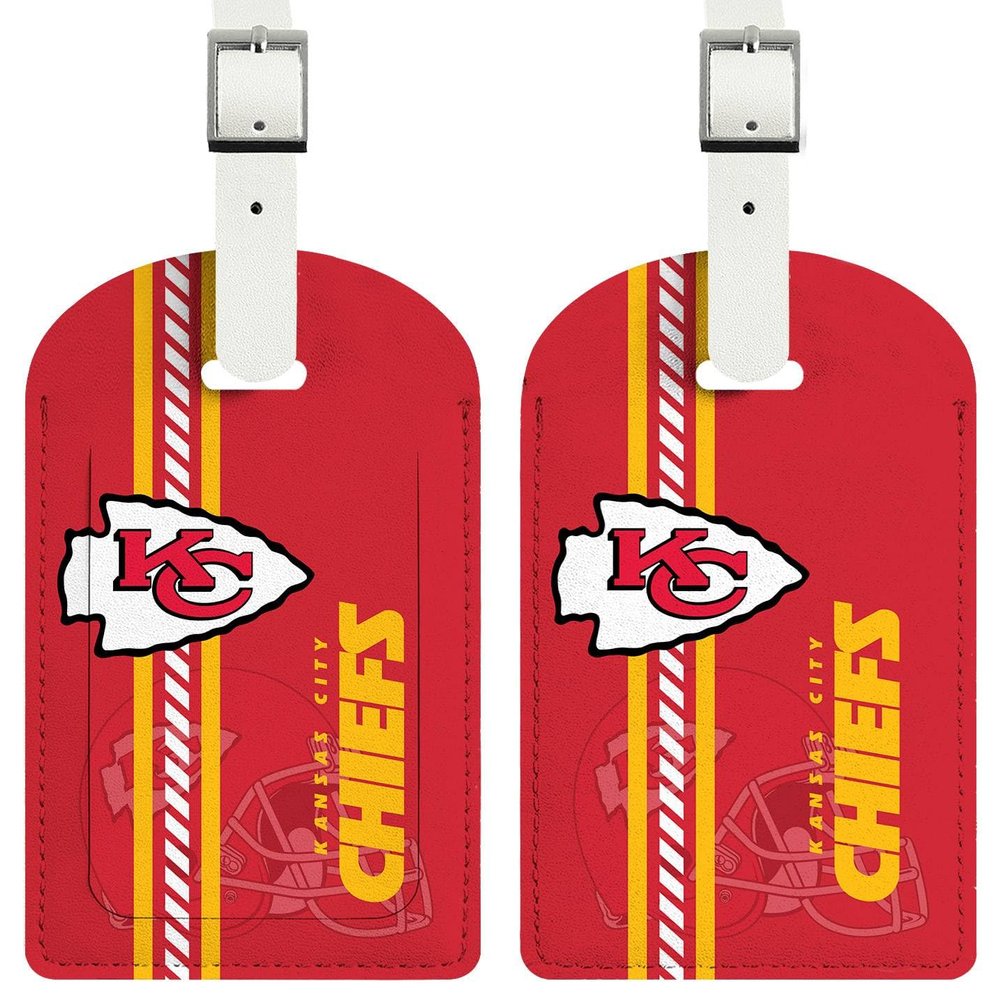 AYYQHC 2 Pack Leather Football Sport Fan Luggage Tag for SuitcaseRed Yellow Design Travel Suitcase Tag with Privacy Flap Address Labels