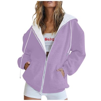 Hoodies for Women Y2K,Zip Up Hoodie Women 2025 Fall Fashion Outfits Casual Jackets Winter Clothes Oversized Sweatshirt for WomensSmall,Purples