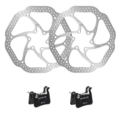 BUCKLOS 160mm MTB Disc Brake Rotor with 6 Bolts and 2 Pair Resin Bike Disc Brake Pads Compatible with Shimano Deore XT XTR LX SLX Hone Alfine Saint Disc Brake