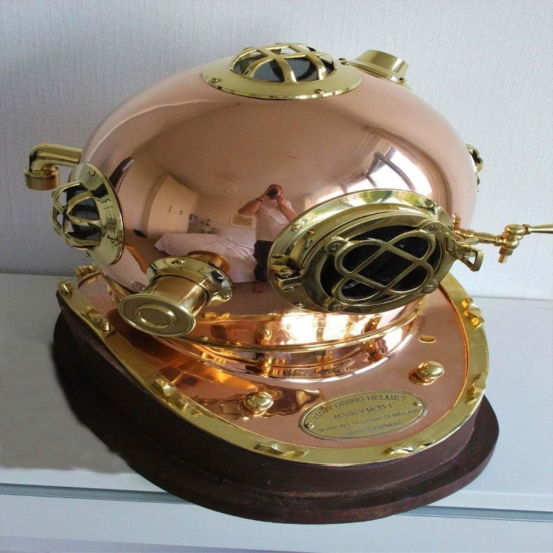 Copper Brass Diving Helmet, U.S navy mark V divers helmet, Marine Deep Sea Scuba Divers Dive Helmet Replica best nautical gift for him