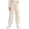 Ninobebe Girls Cargo Jogger Pants for Girls Baggy Y2K Loose Jogger Trousers with Pockets Streetwear for Kids Size 10-12, Apricot view 1