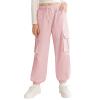 Ninobebe Girls Cargo Jogger Pants for Girls Baggy Y2K Loose Jogger Trousers with Pockets Streetwear for Kids Size 10-12, Pink view 1