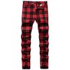NOVOCCT Plaid Pants for Men - Skinny Mens Dress Pants - Stretch Slim Fit Business Casual Dress Chinos for Men (Black Red Plaid - T2, 44) view 1