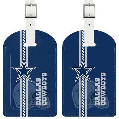 AYYQHC 2 Pack Leather Football Sport Fan Luggage Tag for SuitcaseBlue Design Travel Suitcase Tag with Privacy Flap Address Labels