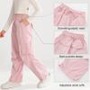 Ninobebe Girls Cargo Pants Parachute Pants for Girls Baggy Y2K Loose Cargo Trousers with Pockets for Kids 13-14 Years Old, Pink view 3