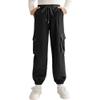 Ninobebe Girls Cargo Jogger Pants for Girls Baggy Y2K Loose Jogger Trousers with Pockets Streetwear for Kids Black, 13-14 Years Old view 1