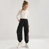 Ninobebe Girls Cargo Jogger Pants for Girls Baggy Y2K Loose Jogger Trousers with Pockets Streetwear for Kids Black, 13-14 Years Old view 2