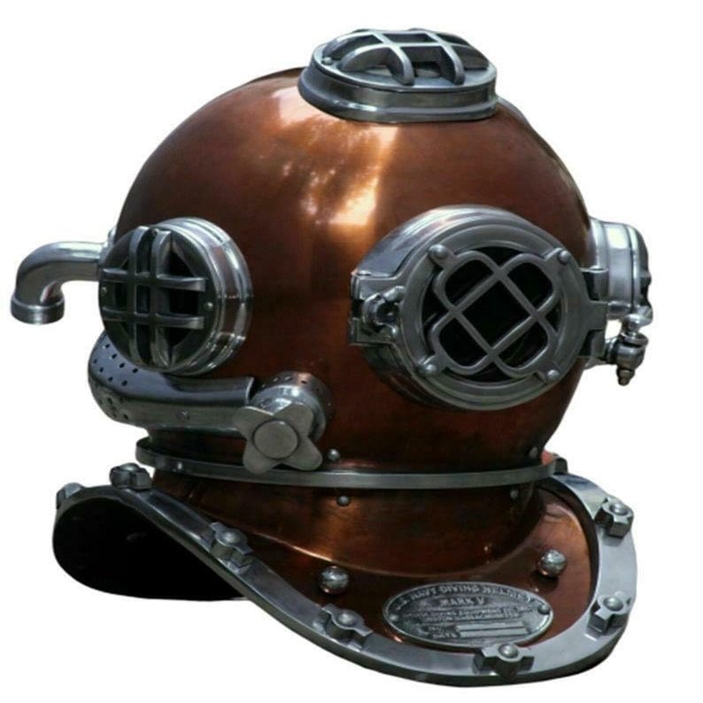 Vintage Marine Diving Dive Helmet - US Navy Mark V Diving Helmet - Deep Sea Scuba Diving Divers Helmet - Nautical Scuba Diving Helmet