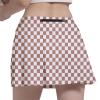 Fodyle Women's Tennis Skirt Pleated high Waist Short Lined Shorts Pockets Brown and White Checkerboard Pickleball Running Fitness X-Large view 1