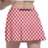 Fodyle Women's Tennis Skirt Short high Waist Pleated Red and White Checkerboard Lined Shorts with Pockets Casual Running Pickleball Small view 1