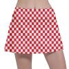 Fodyle Women's Tennis Skirt Short high Waist Pleated Red and White Checkerboard Lined Shorts with Pockets Casual Running Pickleball Small view 2