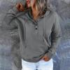 100% Cotton Hoodies for Women,Womens Hoodies Button Collar Drawstring Hooded Sweatshirt Casual Long Sleeve Pullover Tops Hot Pink Hoodie(Xx-Large,Grey view 2