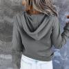 100% Cotton Hoodies for Women,Womens Hoodies Button Collar Drawstring Hooded Sweatshirt Casual Long Sleeve Pullover Tops Hot Pink Hoodie(Xx-Large,Grey view 3