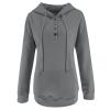 100% Cotton Hoodies for Women,Womens Hoodies Button Collar Drawstring Hooded Sweatshirt Casual Long Sleeve Pullover Tops Hot Pink Hoodie(Xx-Large,Grey view 4