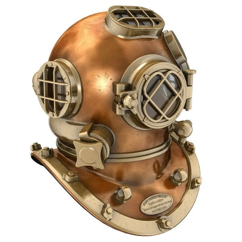 Copper and Brass Heavy Diving Helmet - US Navy Mark V Divers Helmet - Deep Sea Replica Diving Helmet Vintage Marine Diving Helmet